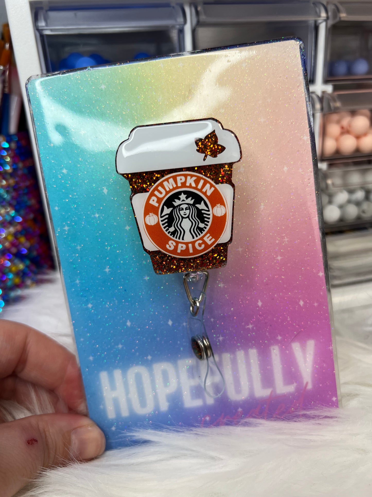 Pumpkin Spice Coffee Badge Reel