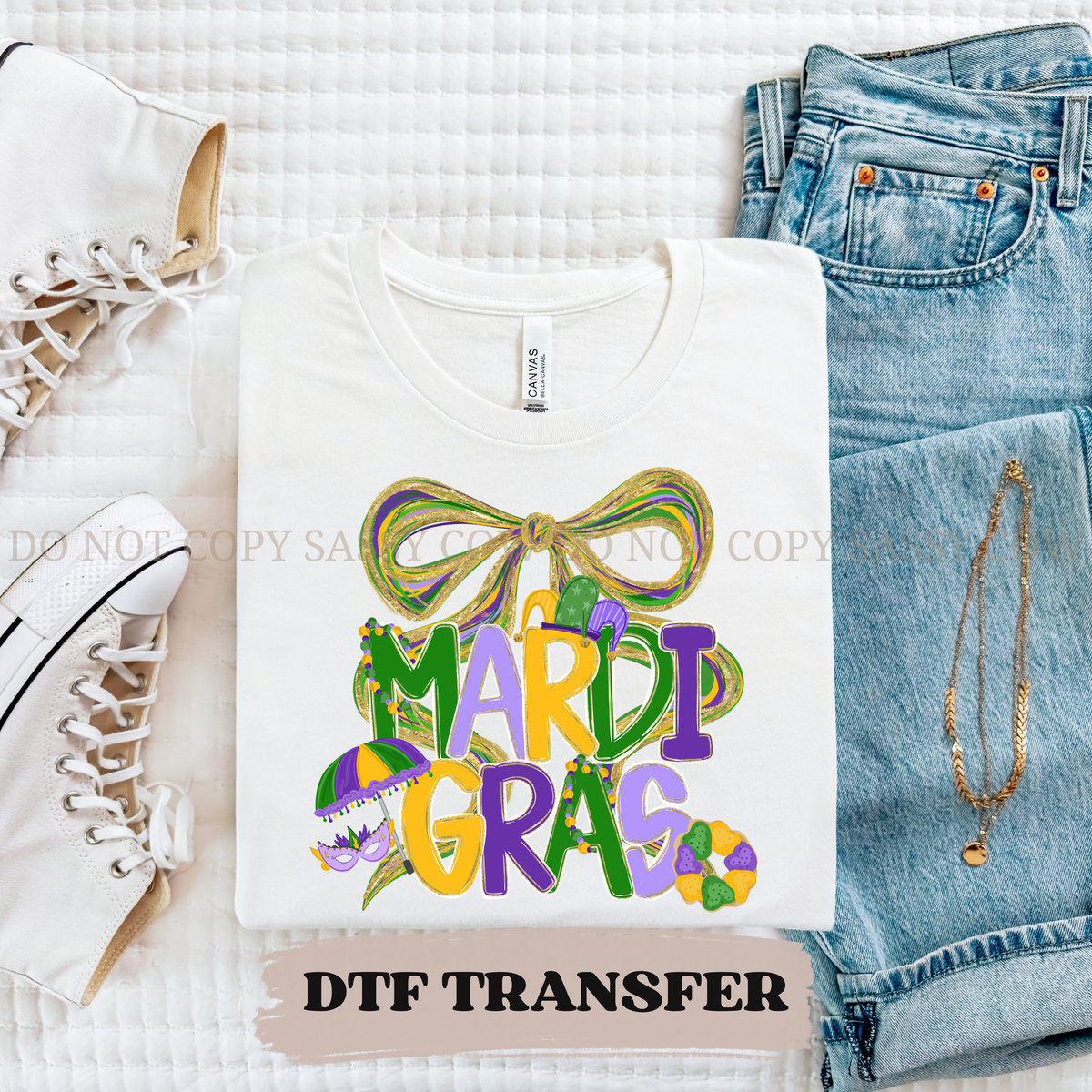 MARDI GRAS BOW - DTF TRANSFER 012
