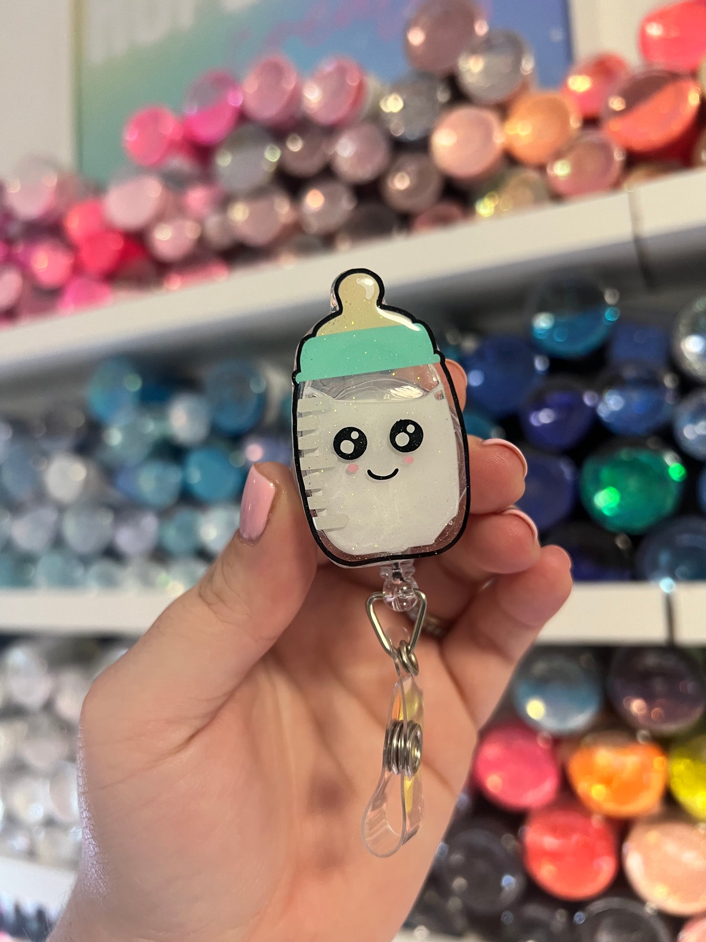 Baby Bottle Shaker Badge Reel