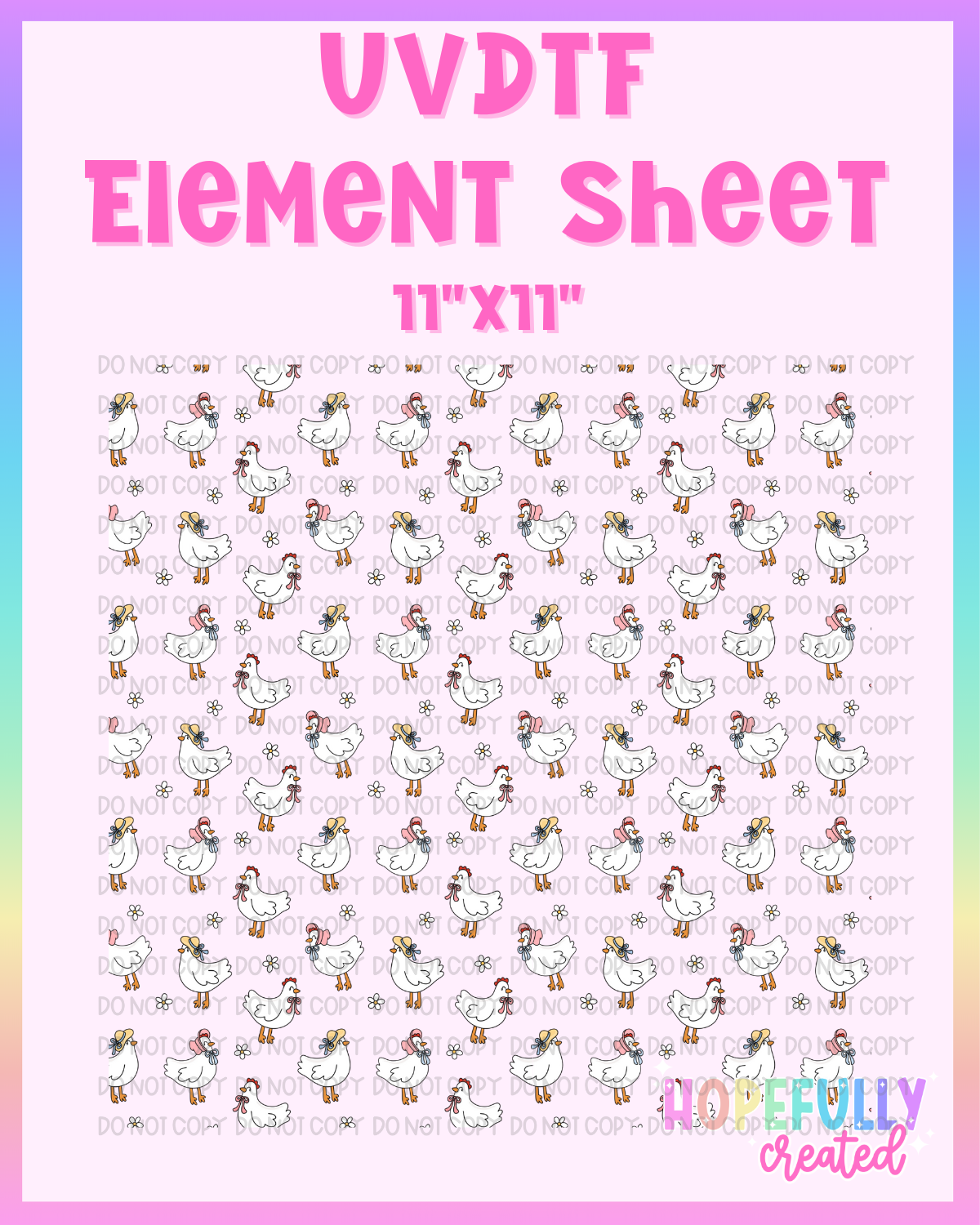 Chickens UVDTF Element Sheet **Discounted *READ DESCRIPTION*