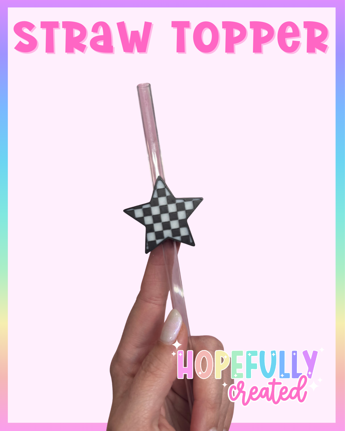 Checker Star Straw Topper
