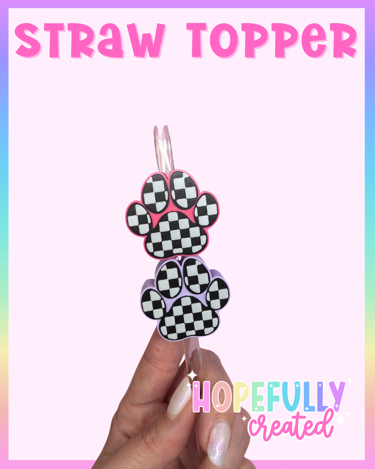 Checker Paw Straw Topper