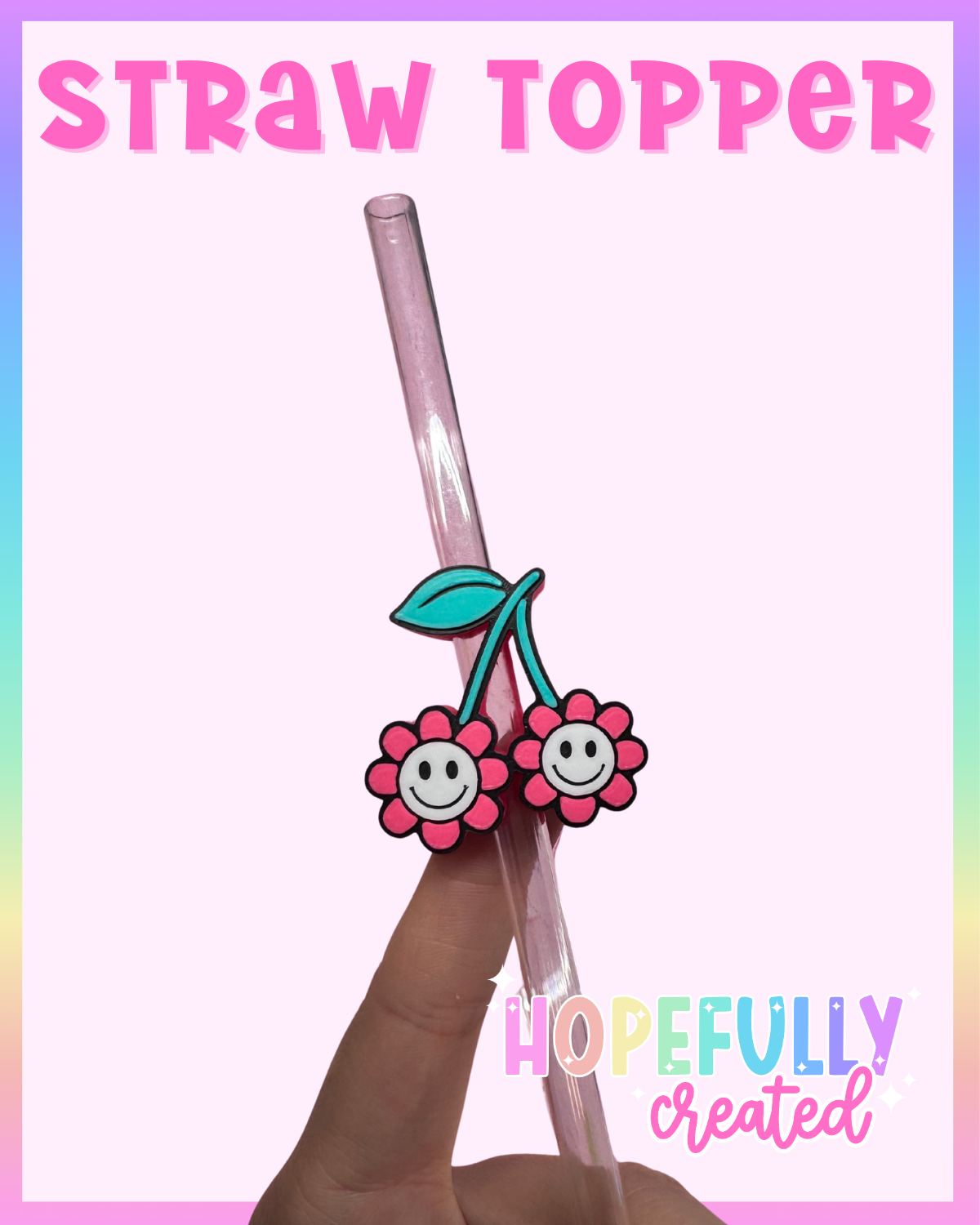 Smiley Flower Straw Topper