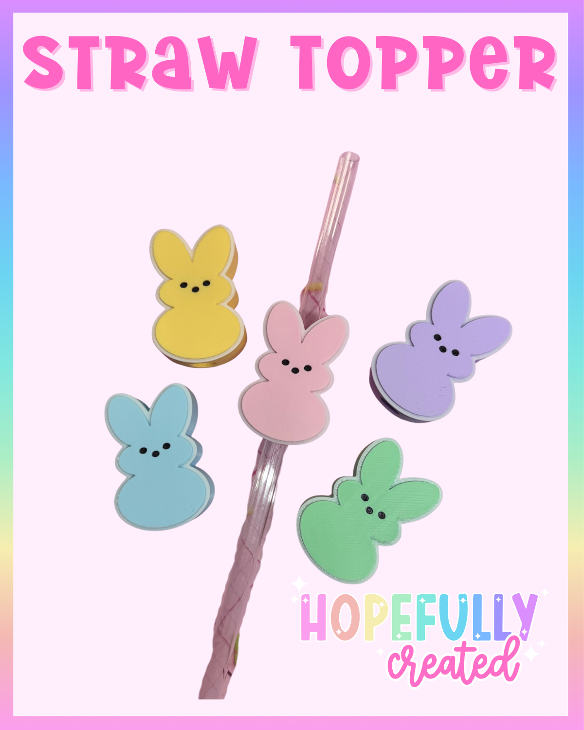 Marshmallow Bunny Straw Topper