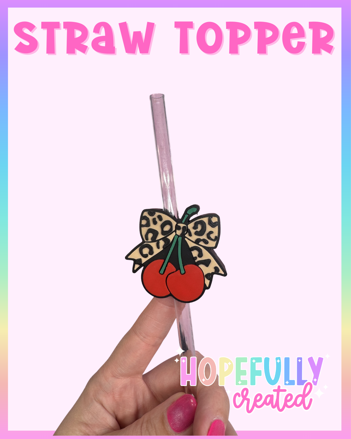 Leopard Cherry Straw Topper