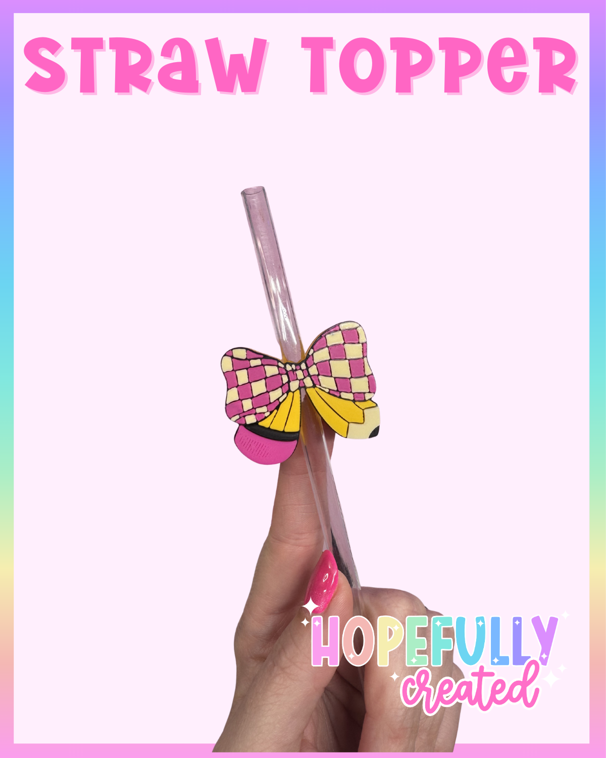 Pencil Bow Straw Topper
