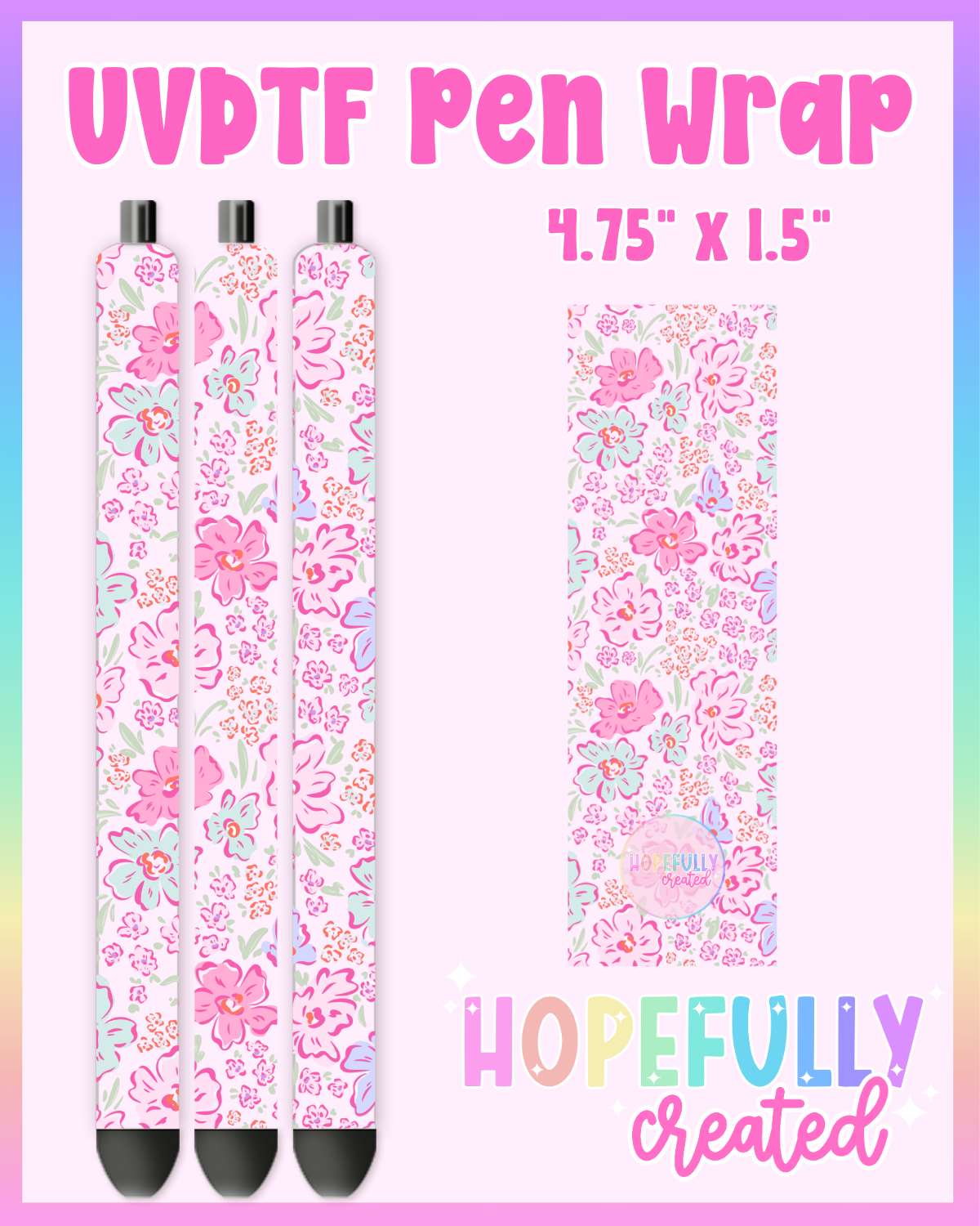 Girly Floral UVDTF Pen Wrap