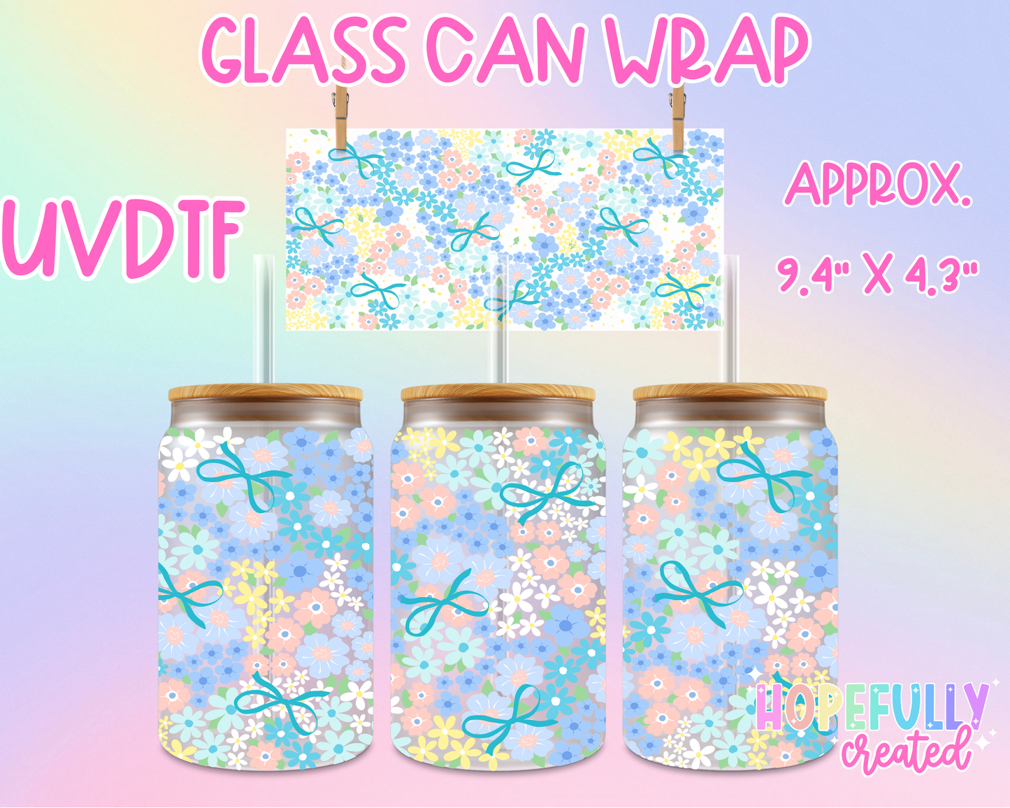 Floral UVDTF Glass Can Wrap