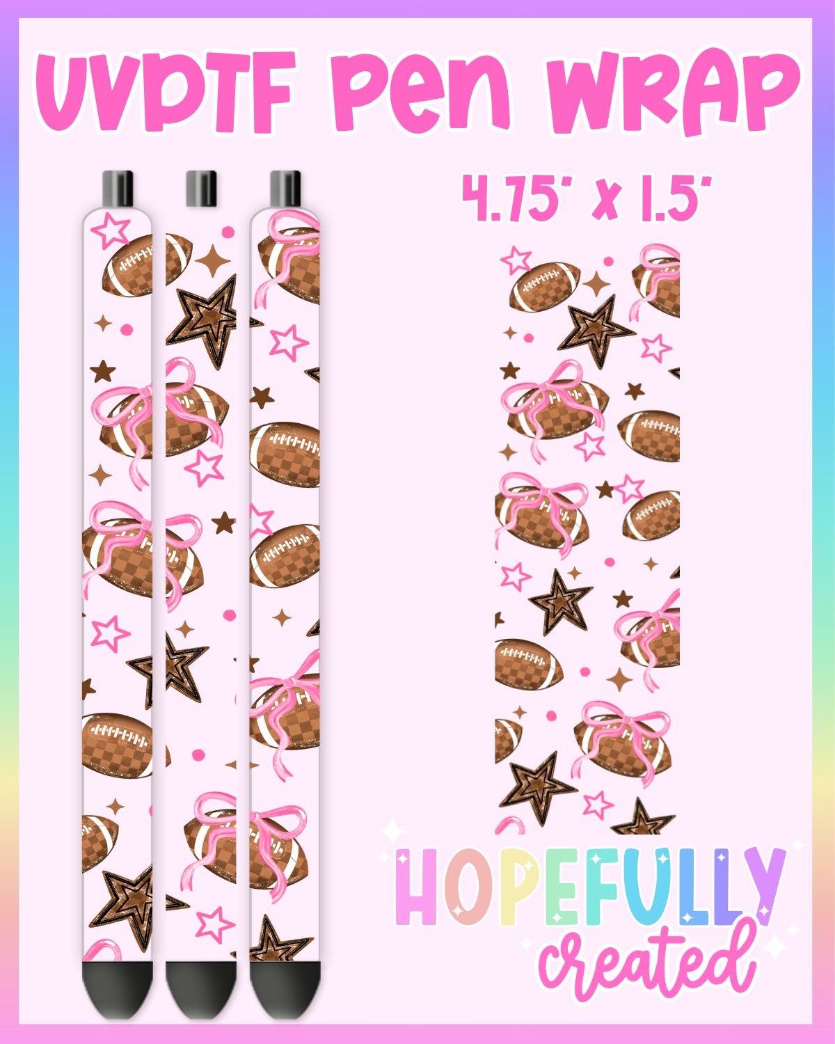 Football Bows UVDTF Pen Wrap
