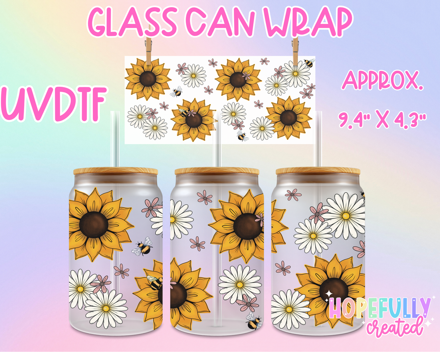 Sunflowers UVDTF Glass Can Wrap