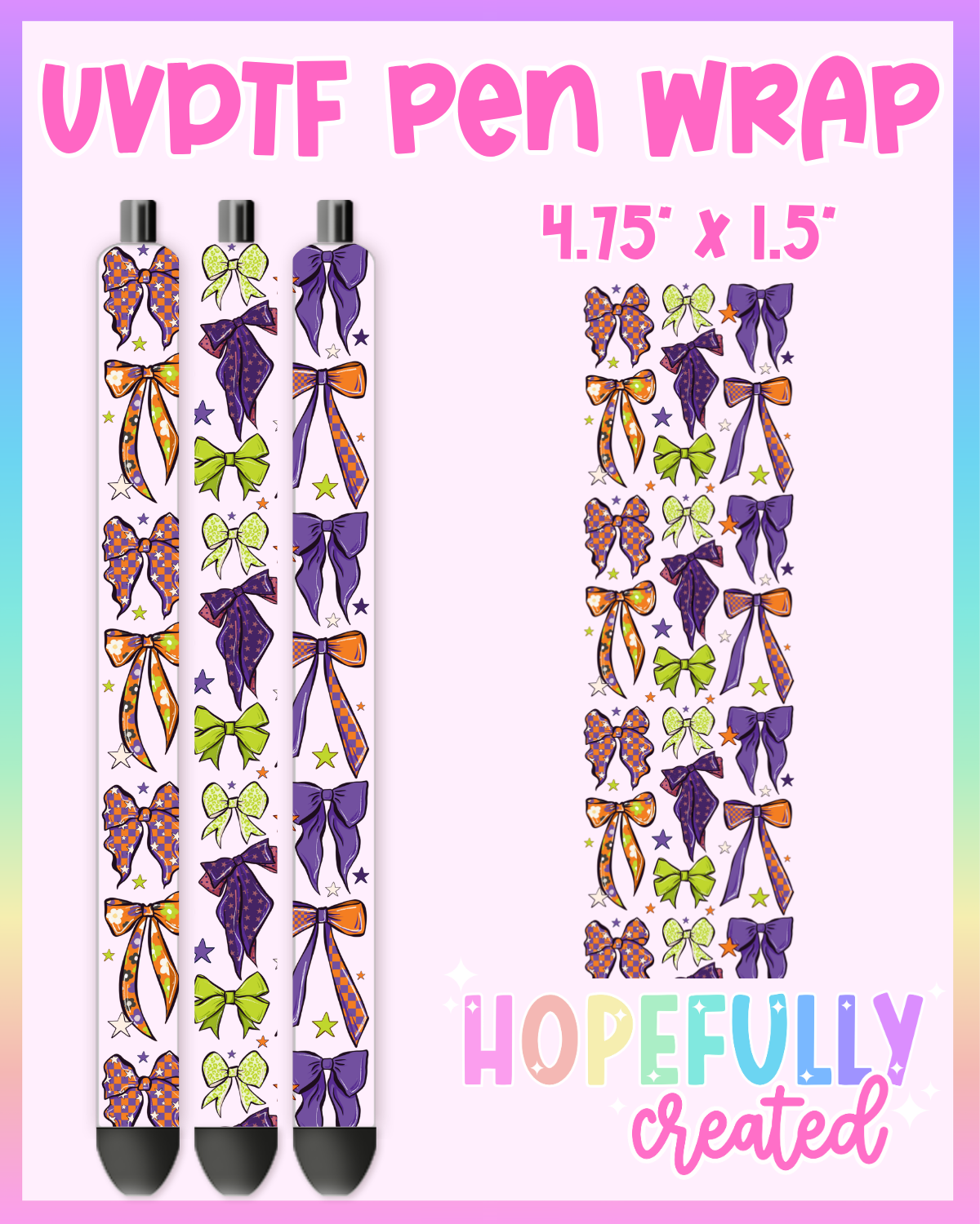 Purple Green Bow UVDTF Pen Wrap