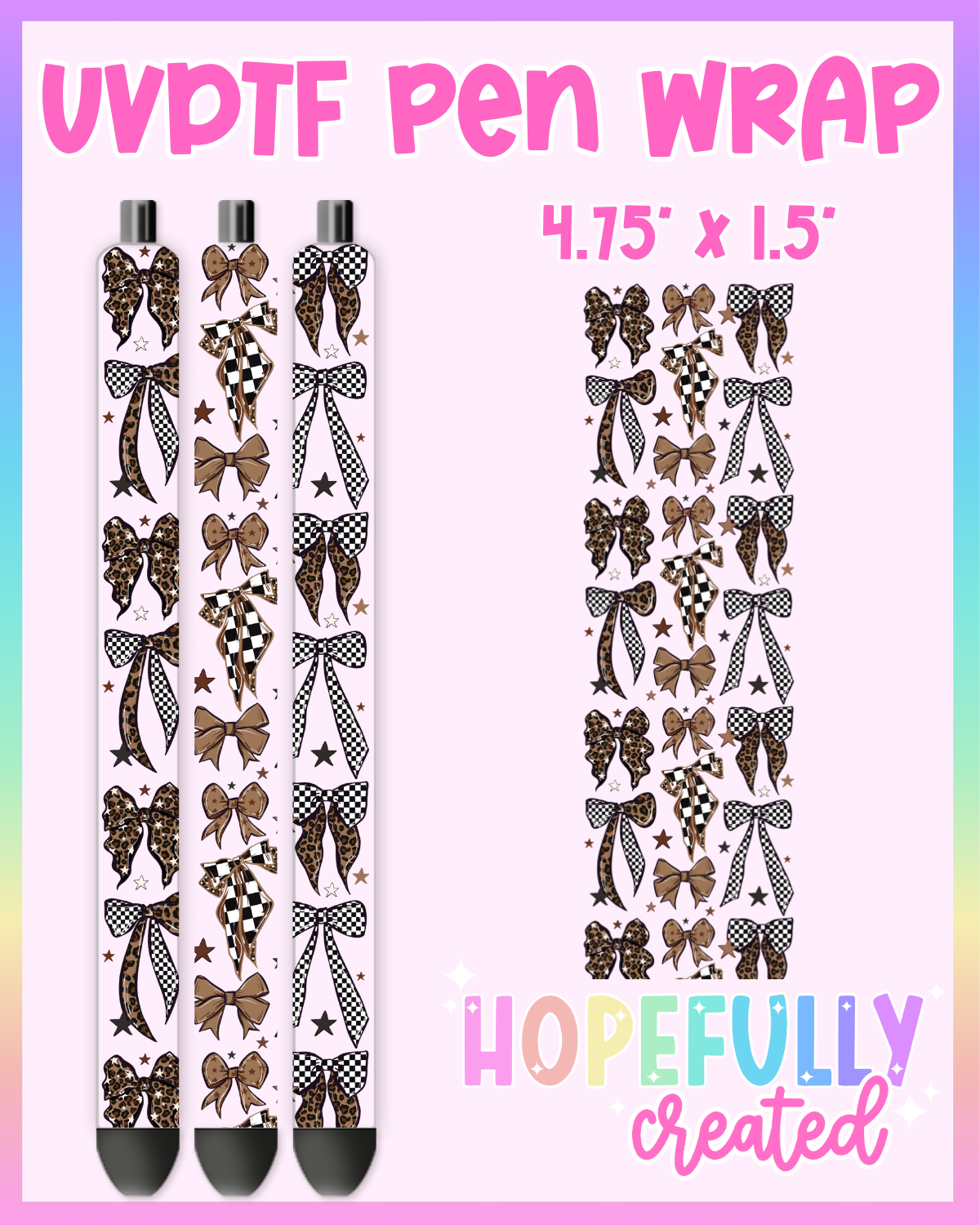 Leopard Checker Bow UVDTF Pen Wrap