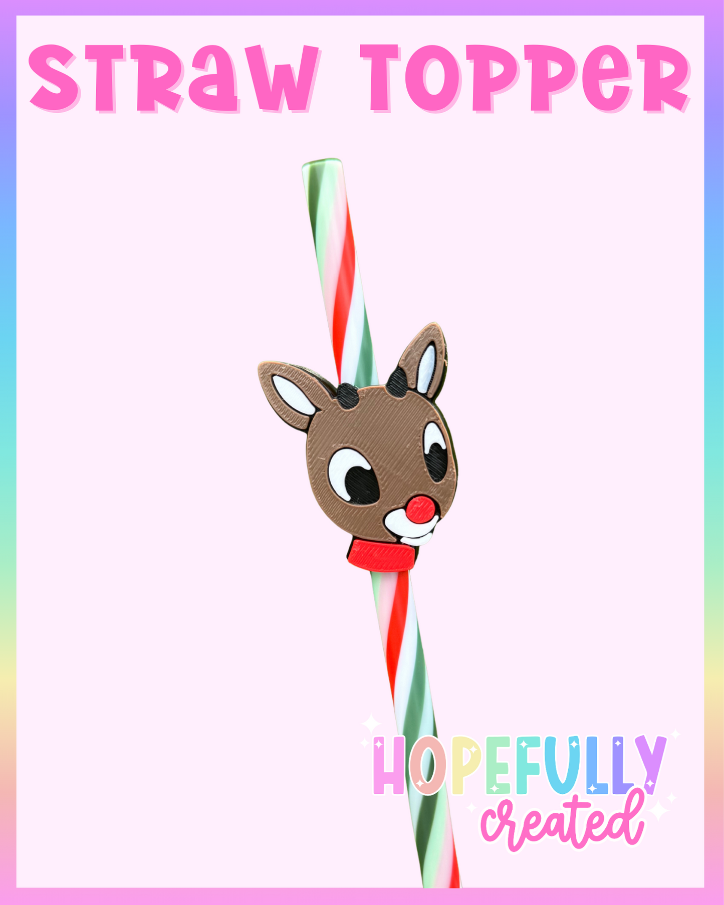 Christmas Reindeer Straw Topper