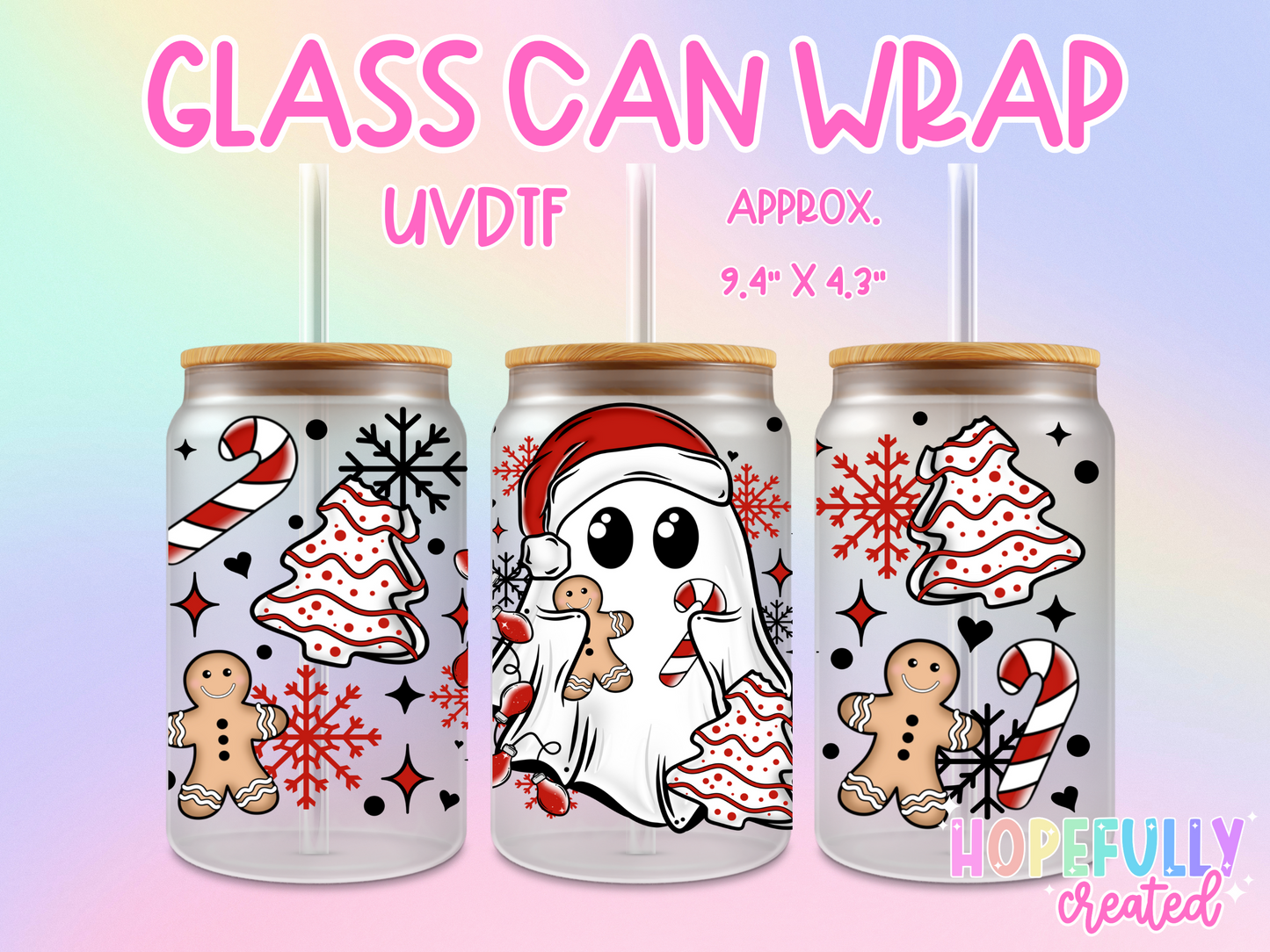 Christmas Ghost UVDTF Glass Can Wrap