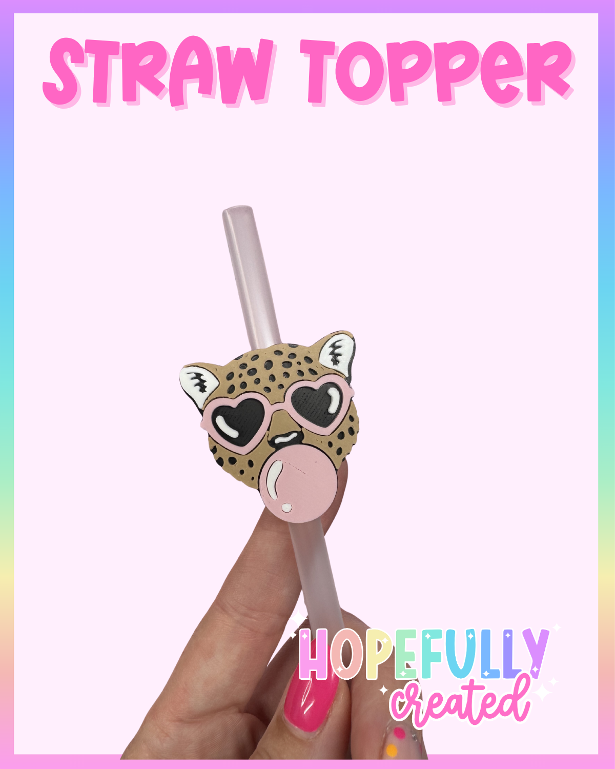 Leopard Bubblegum Straw Topper
