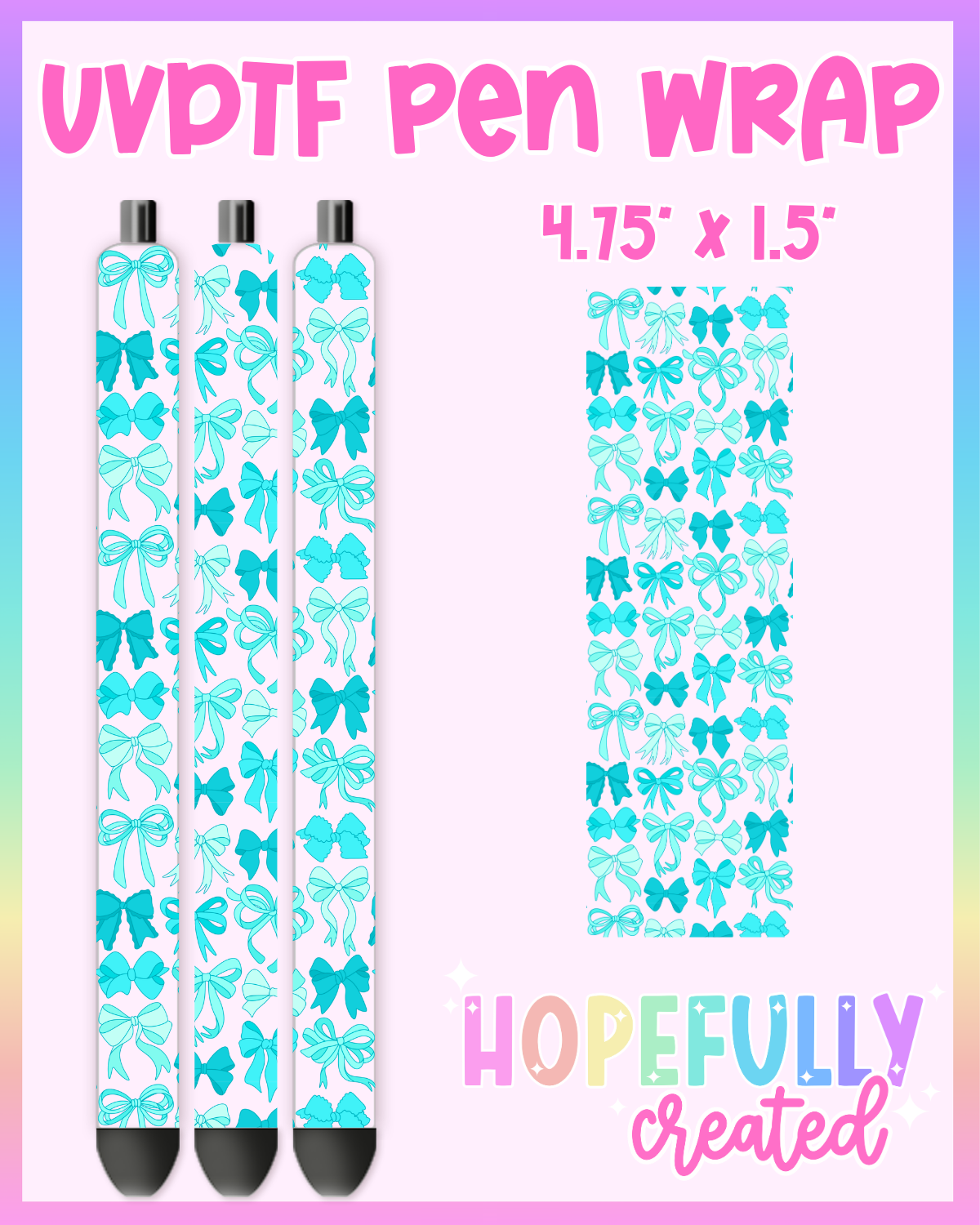 Teal Bows UVDTF Pen Wrap