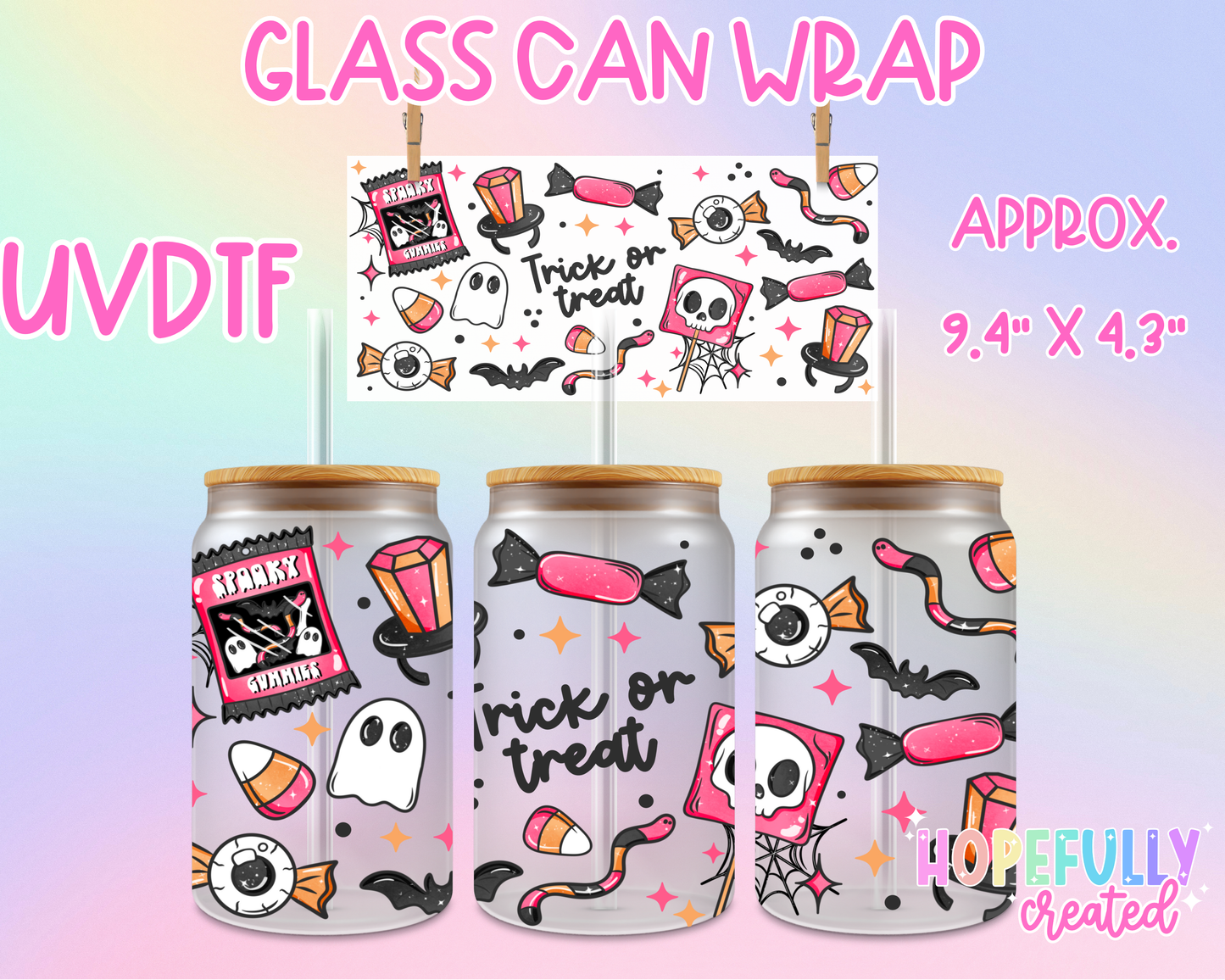 Trick or Treat UVDTF Glass Can Wrap