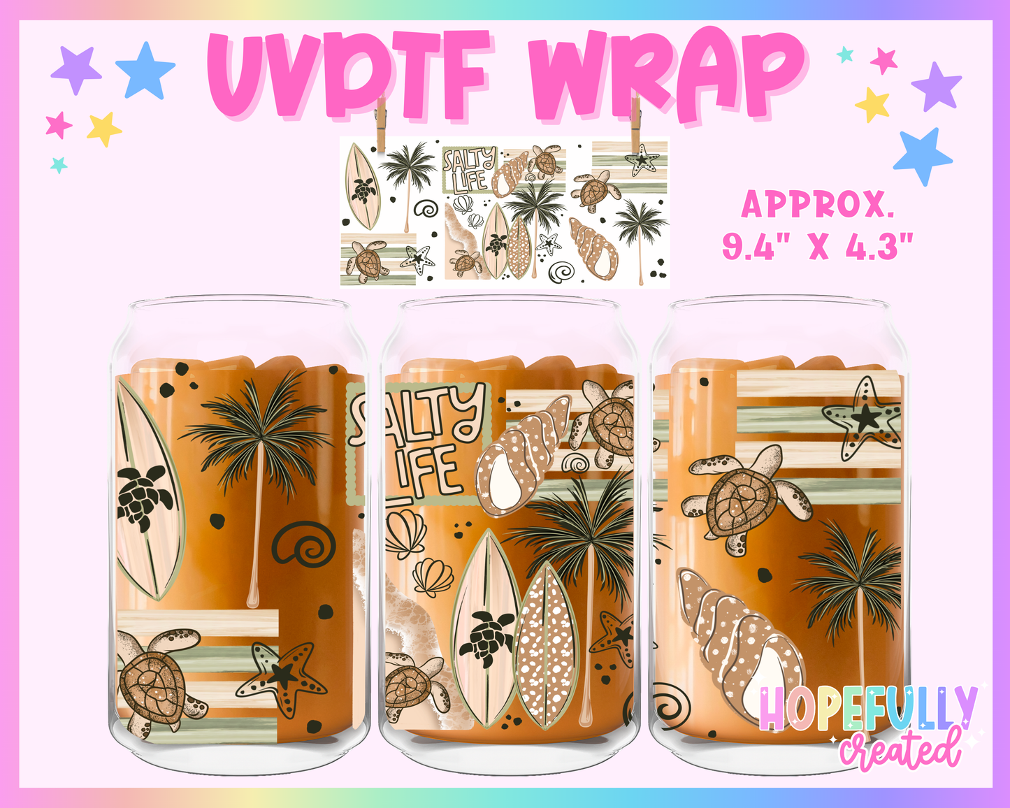 Salty Life UVDTF Glass Can Wrap