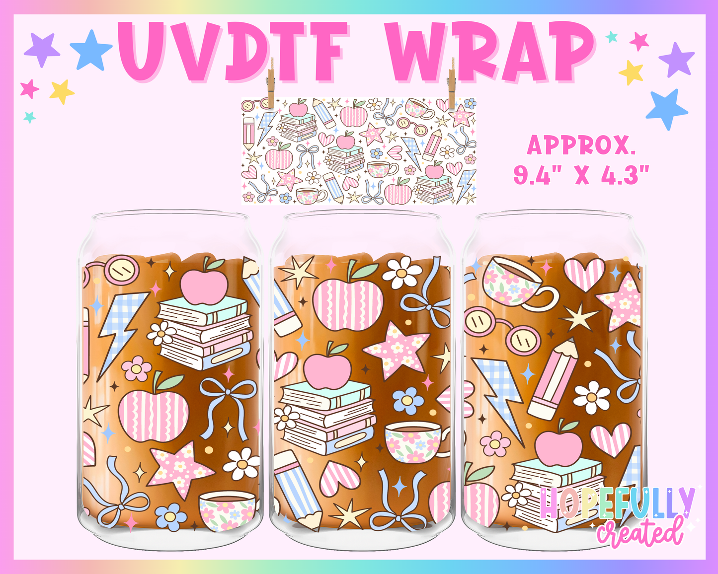 School UVDTF Glass Can Wrap