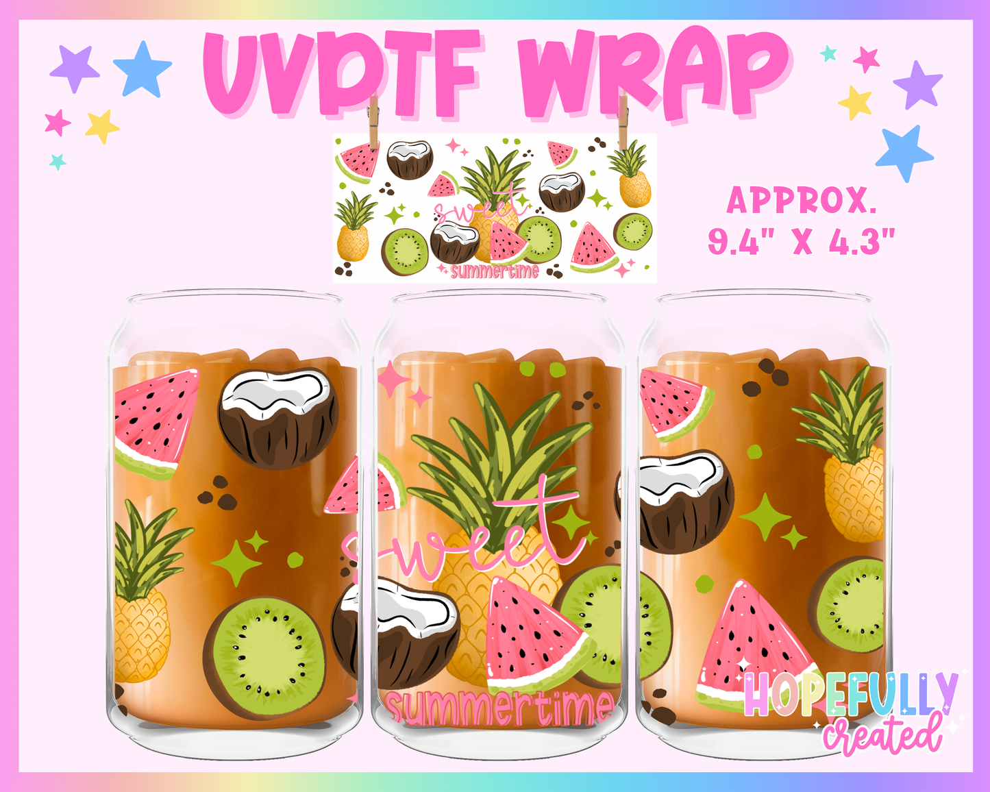 Sweet Summertime UVDTF Glass Can Wrap