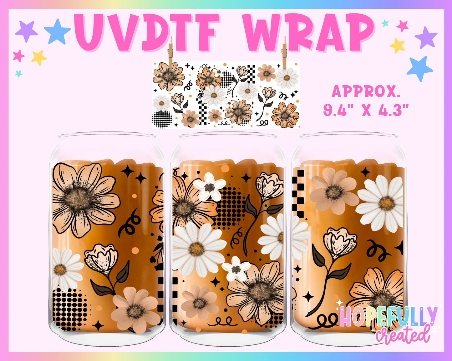 Floral UVDTF Glass Can Wrap