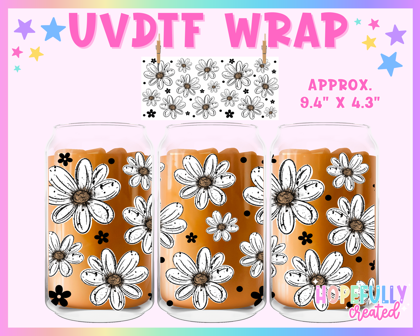 Floral UVDTF Glass Can Wrap