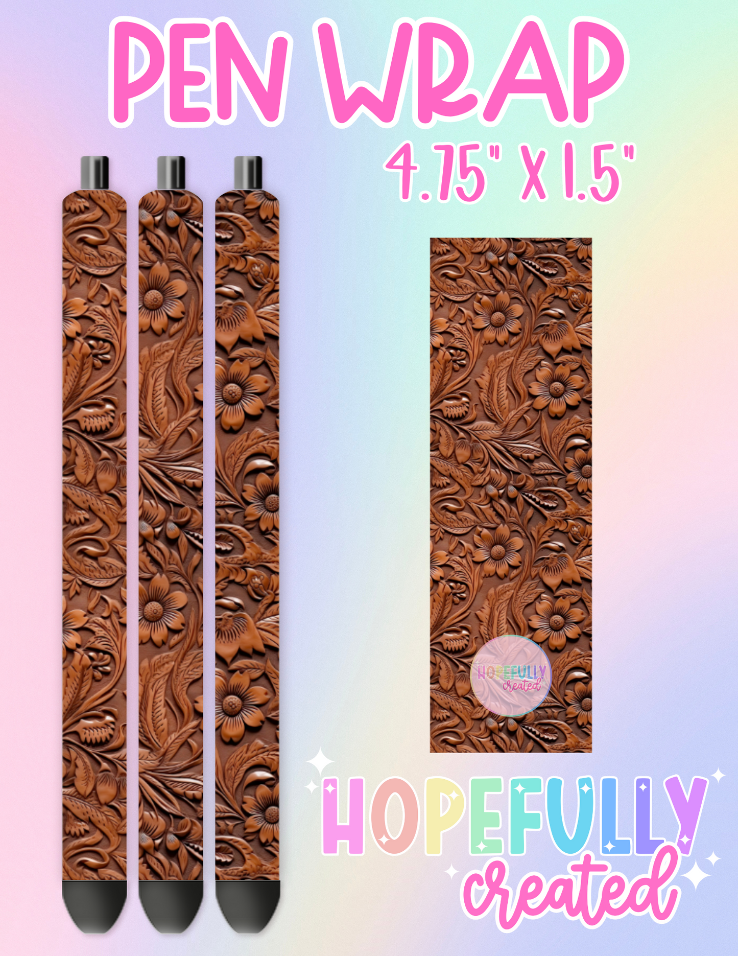 Tooled Leather Pen Wrap-2141