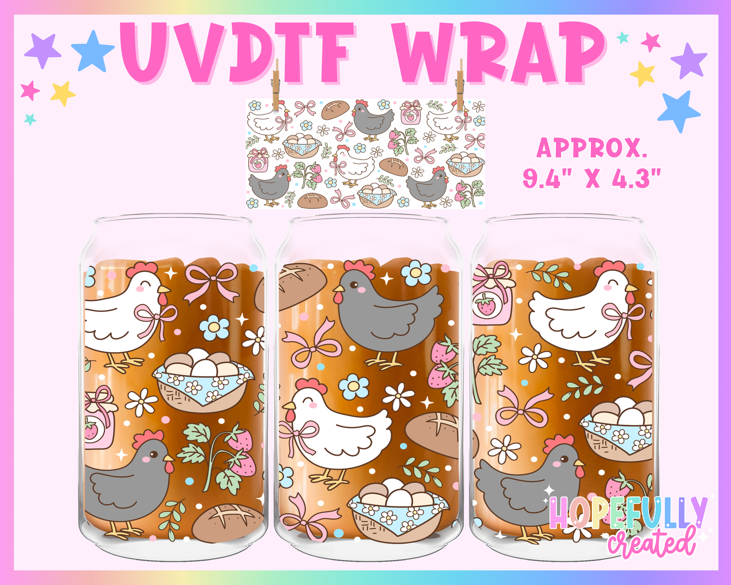 Chicken UVDTF Glass Can Wrap