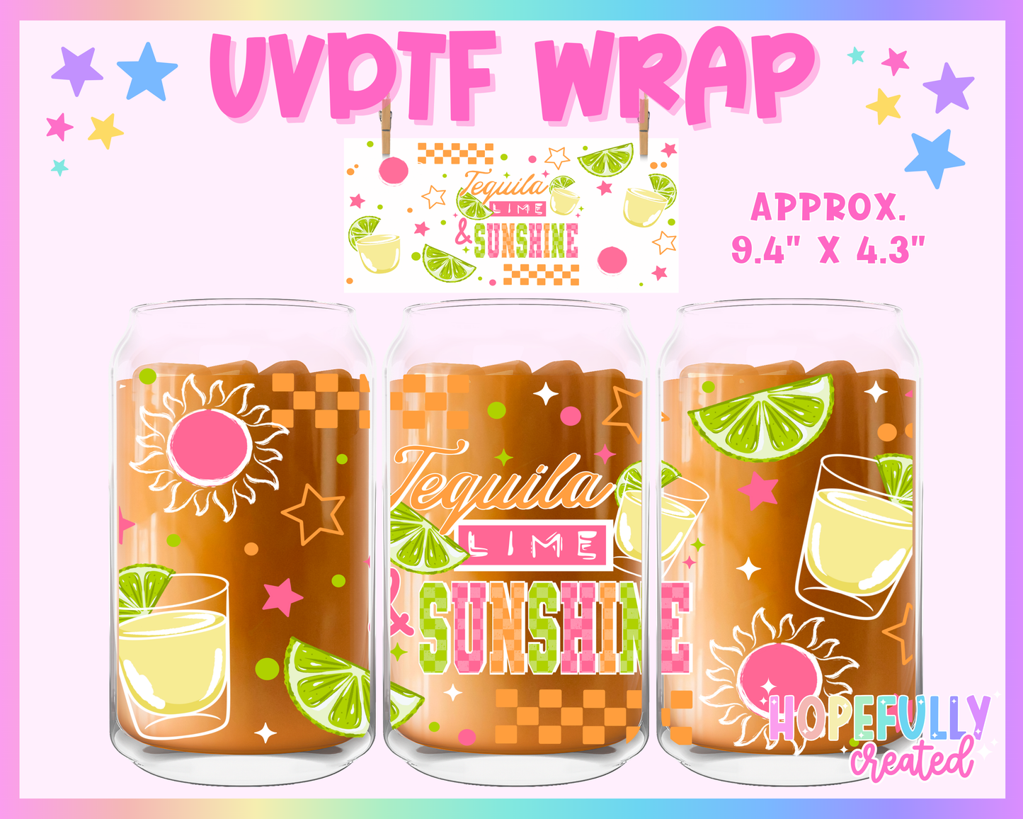 Teq, Lime & Sunshine UVDTF Glass Can Wrap