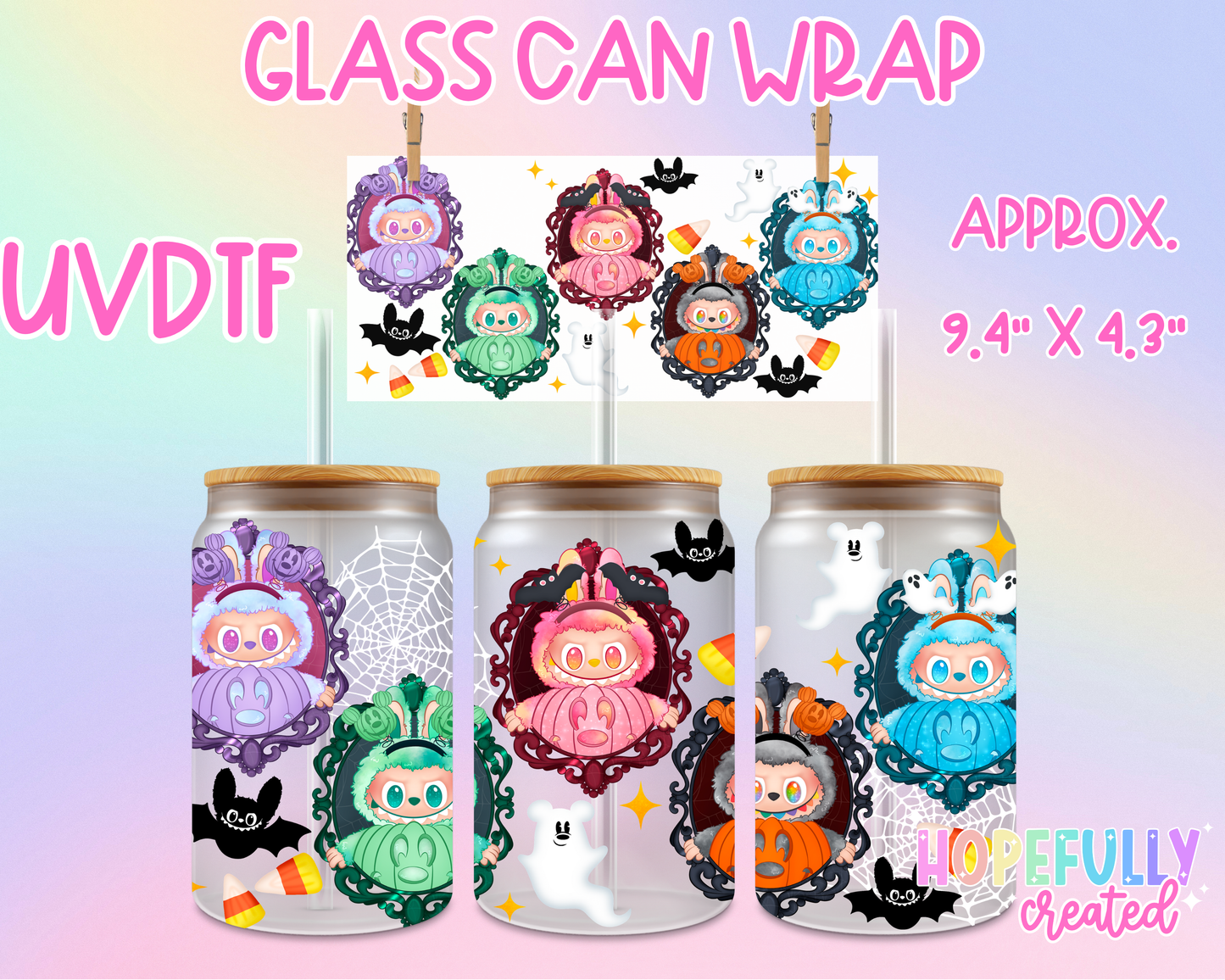 Halloween Labubu UVDTF Glass Can Wrap