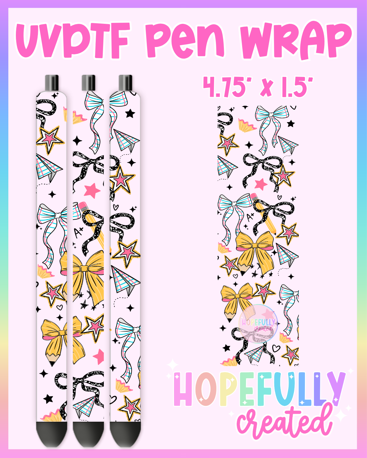 School Bows & Paper Planes UVDTF Pen Wrap