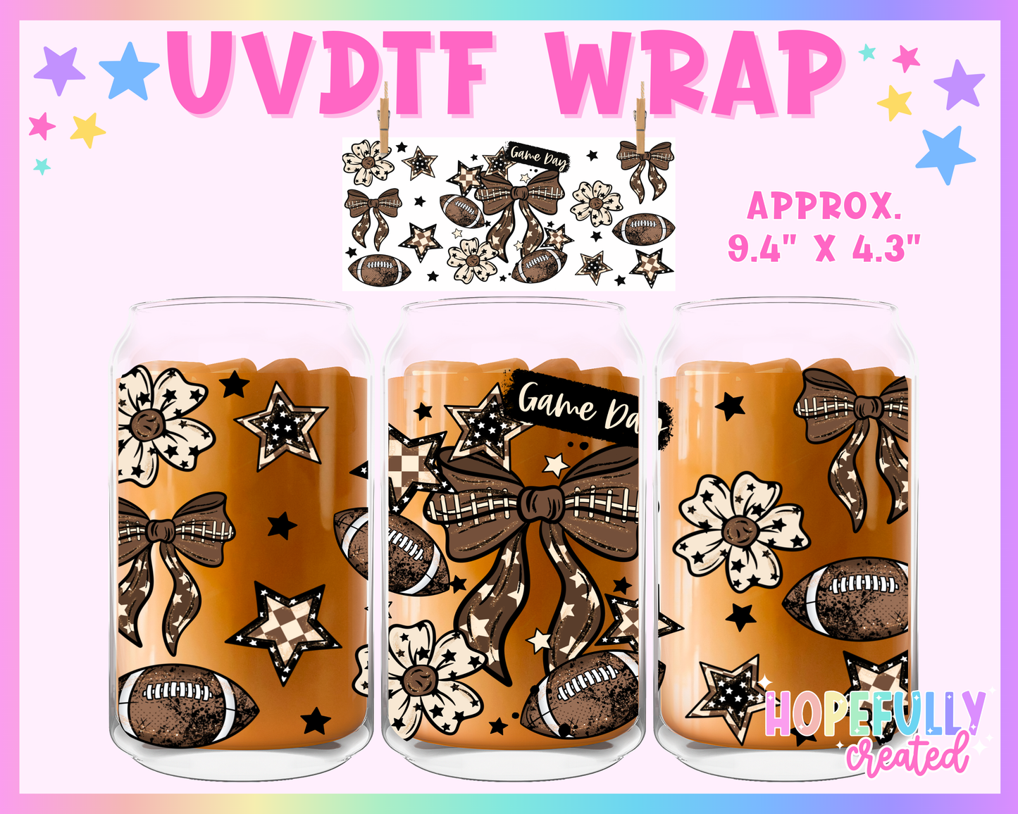 Football UVDTF Glass Can Wrap