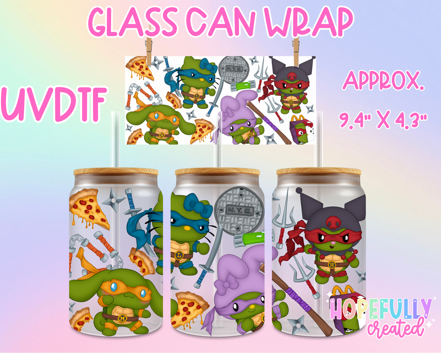 TMNT HK UVDTF Glass Can Wrap