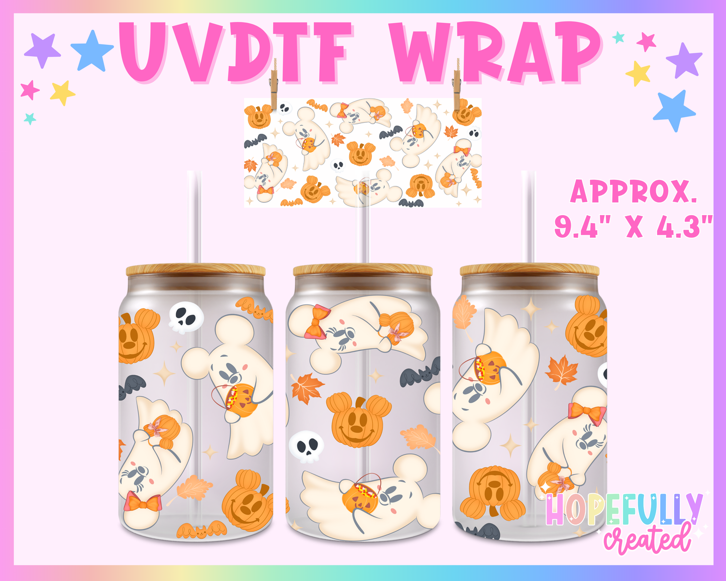 Mouse Ghosts UVDTF Glass Can Wrap