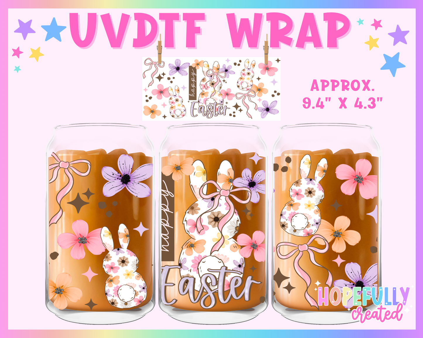 Happy Easter UVDTF Glass Can Wrap