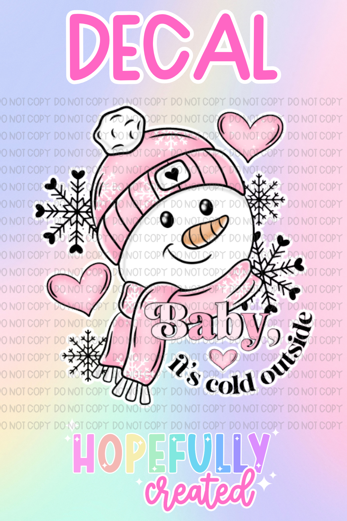 Pink Snowman Decal-589