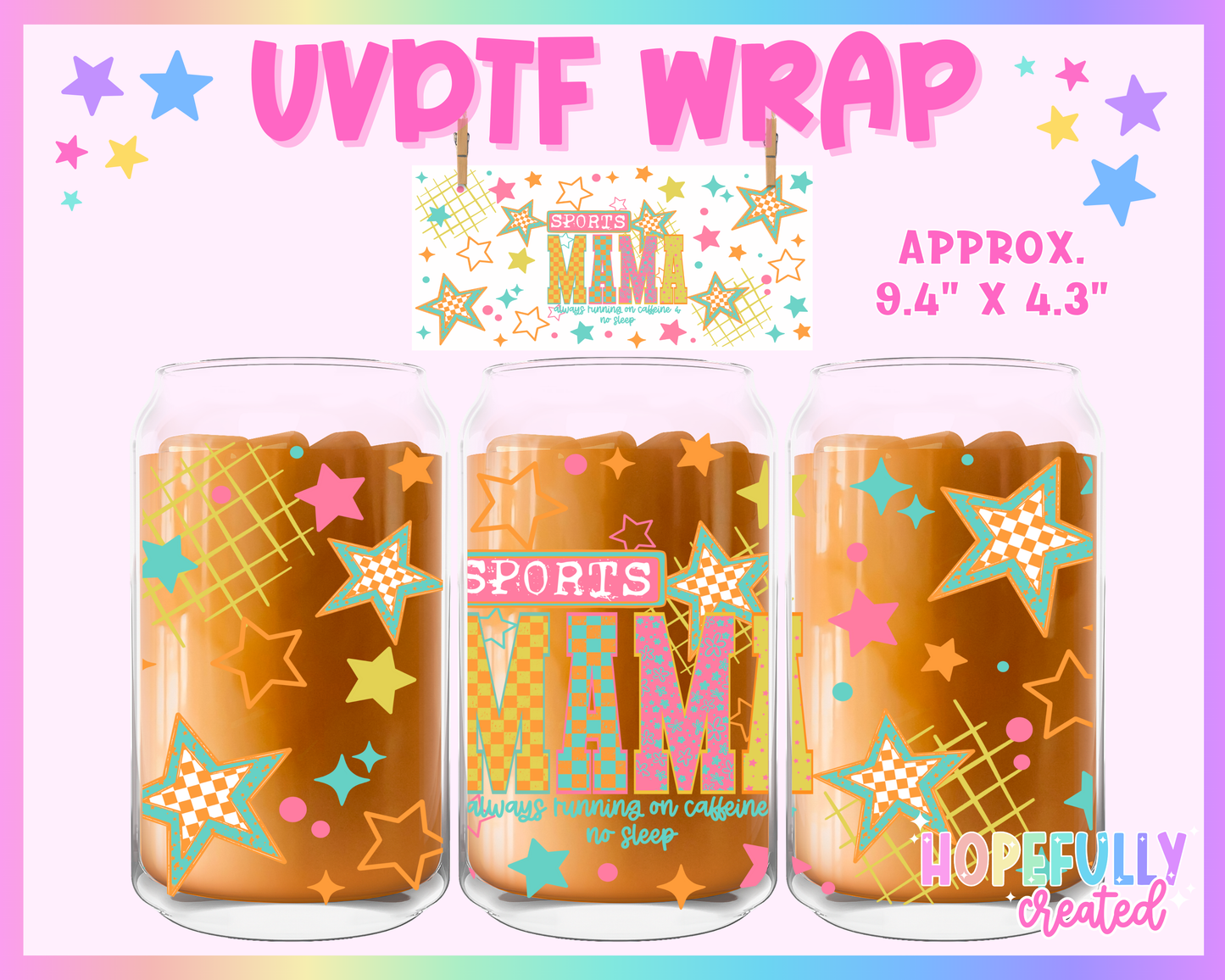 Sports Mama UVDTF Glass Can Wrap