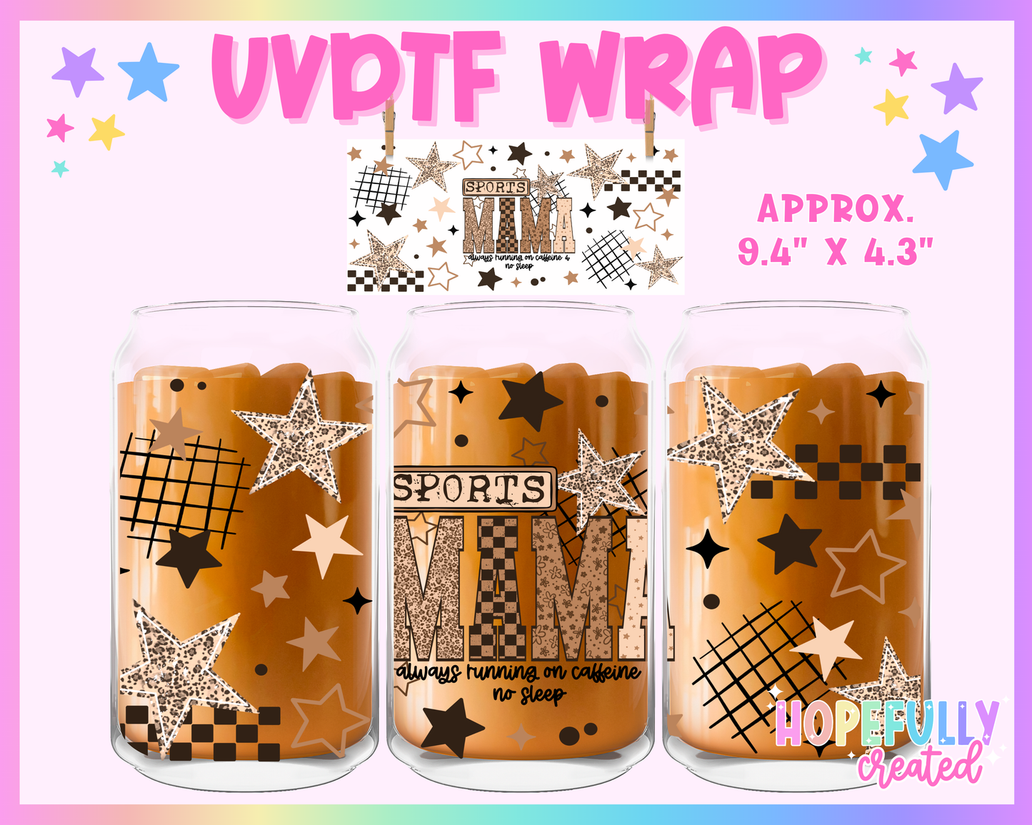 Sports Mama UVDTF Glass Can Wrap