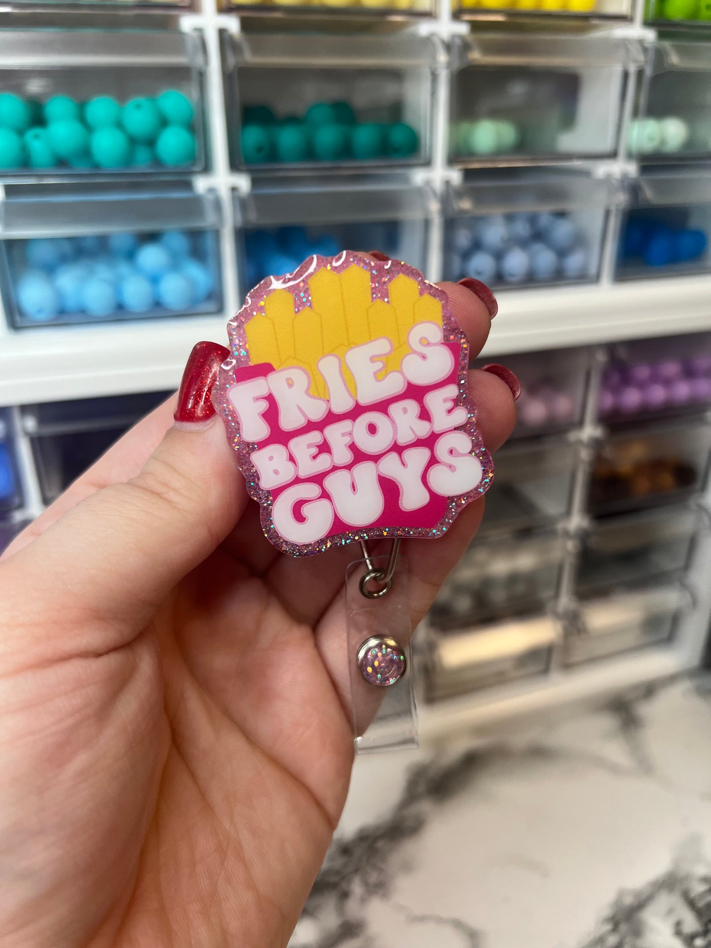 Fries before Guys Badge Reel