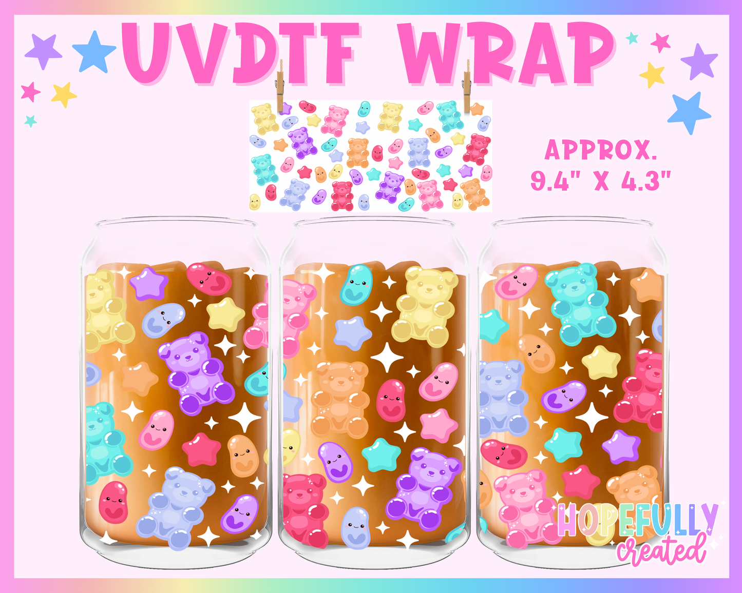 Gummy Bears UVDTF Glass Can Wrap