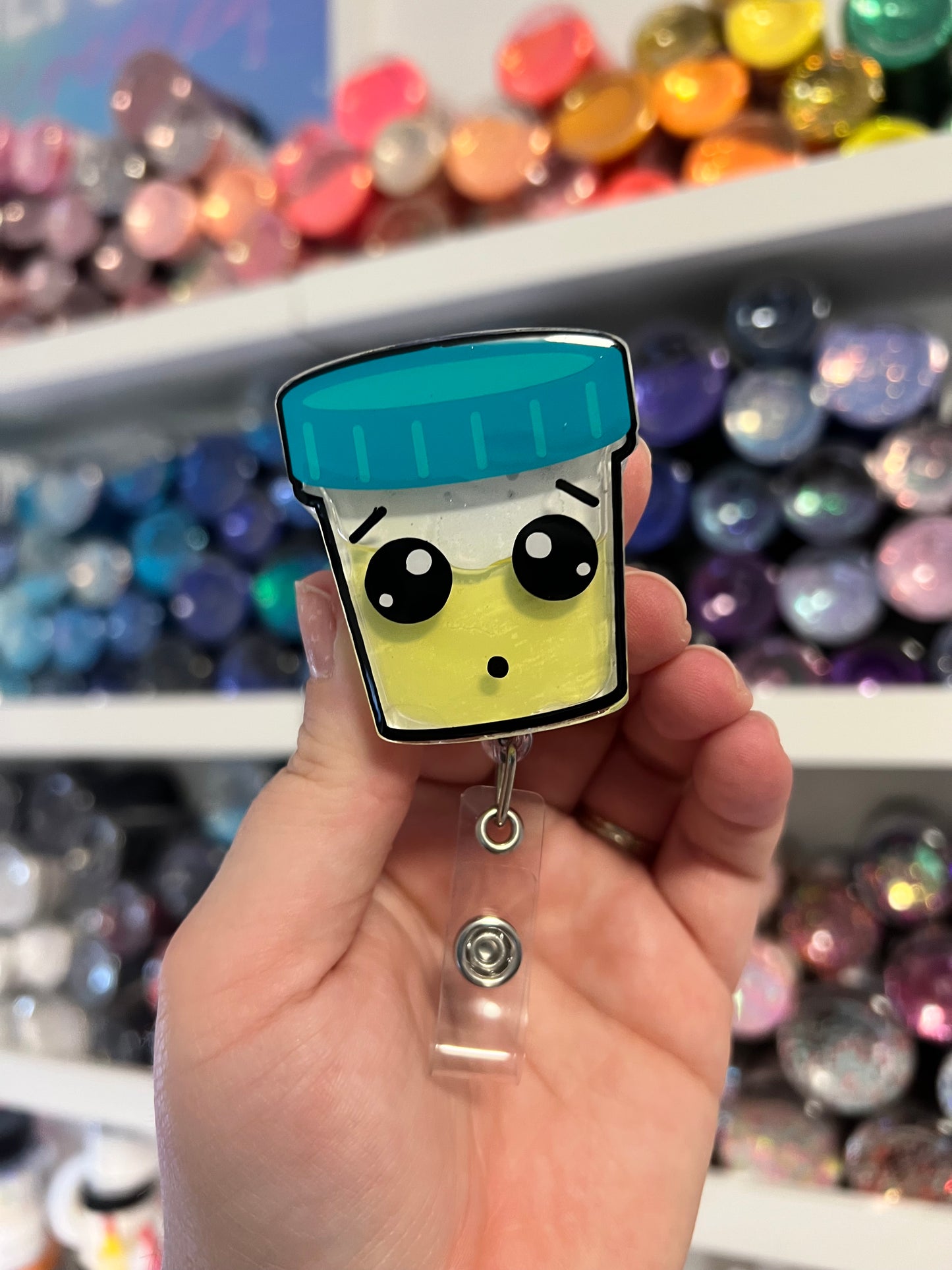 Specimen Cup Shaker Badge Reel
