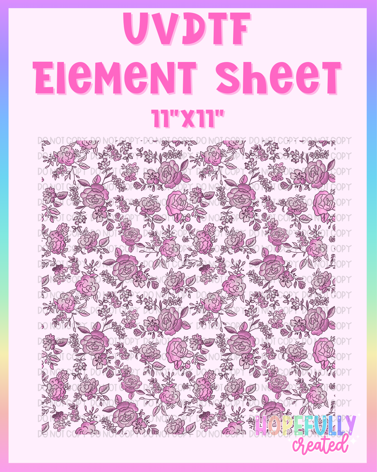 Pink Floral UVDTF Element Sheet