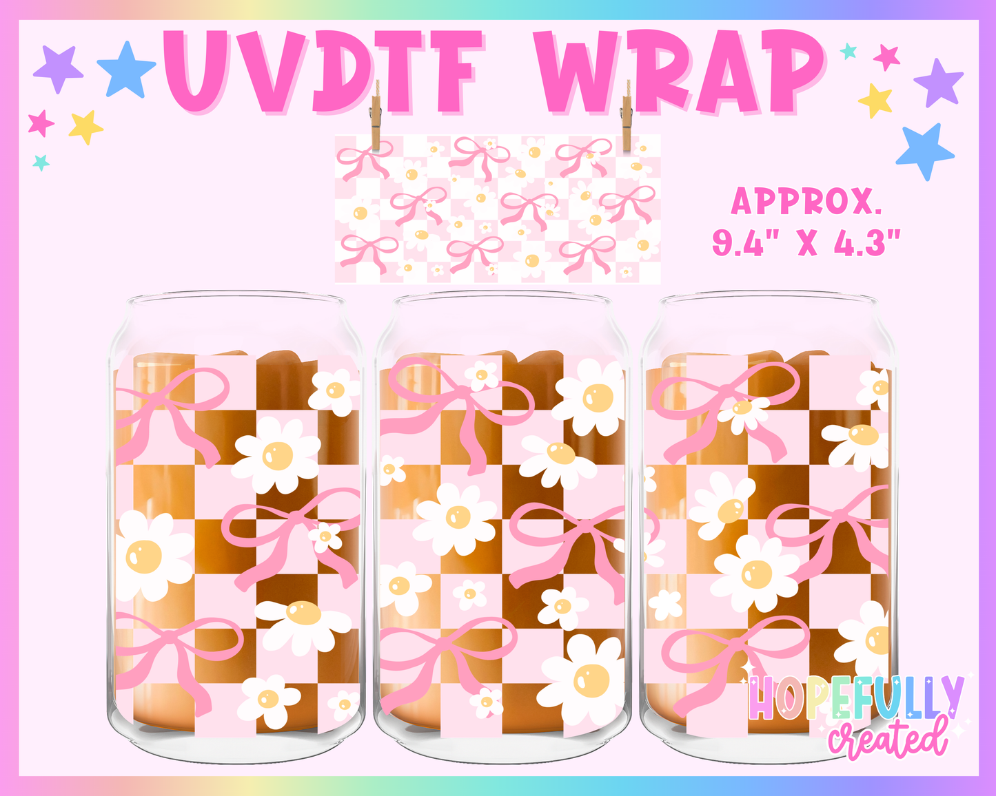 Floral Bows UVDTF Glass Can Wrap