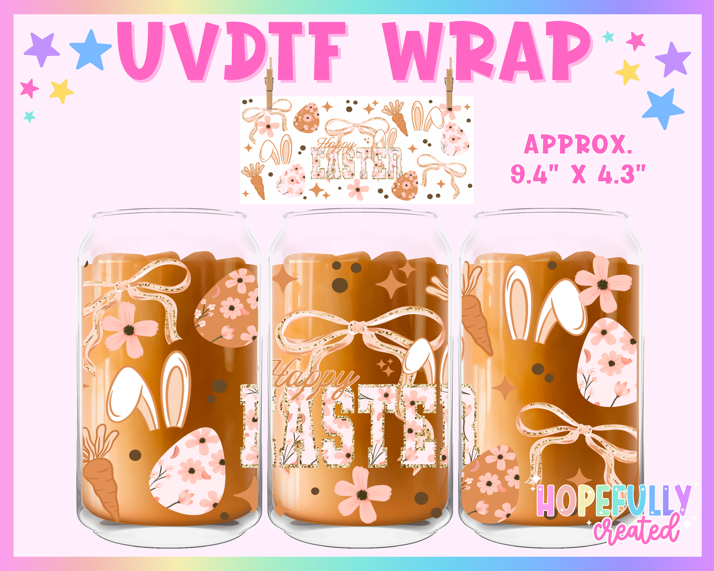 Happy Easter UVDTF Glass Can Wrap