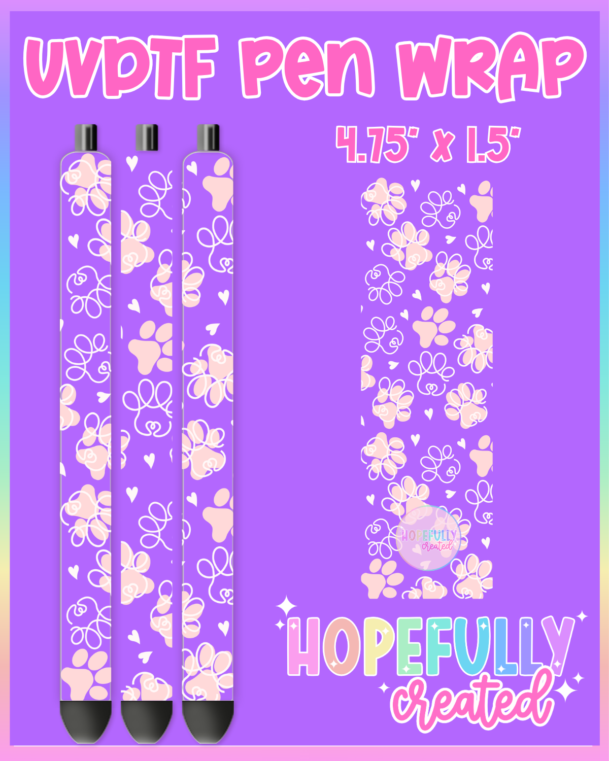 Paw Prints UVDTF Pen Wrap