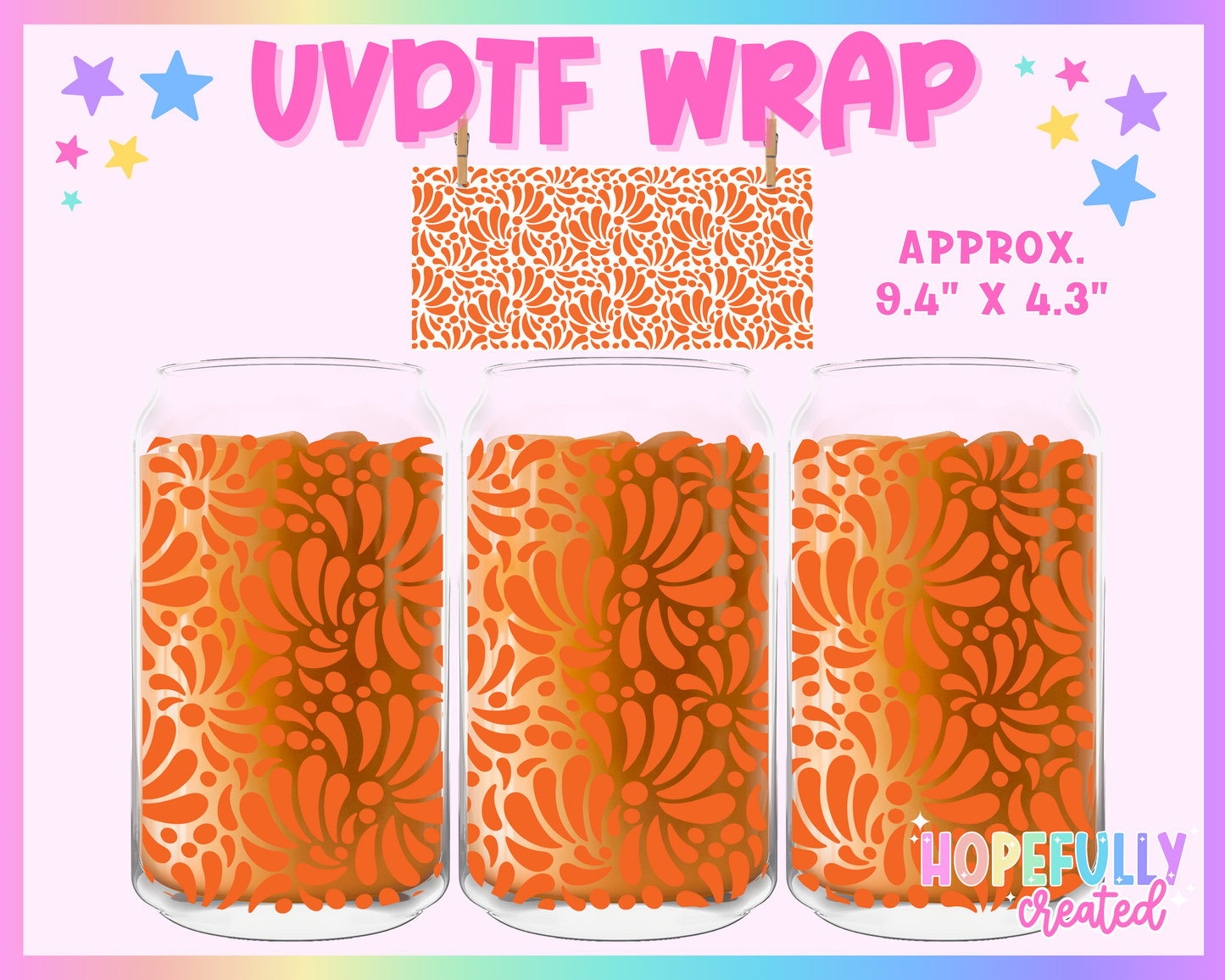 Orange Talavera UVDTF Glass Can Wrap