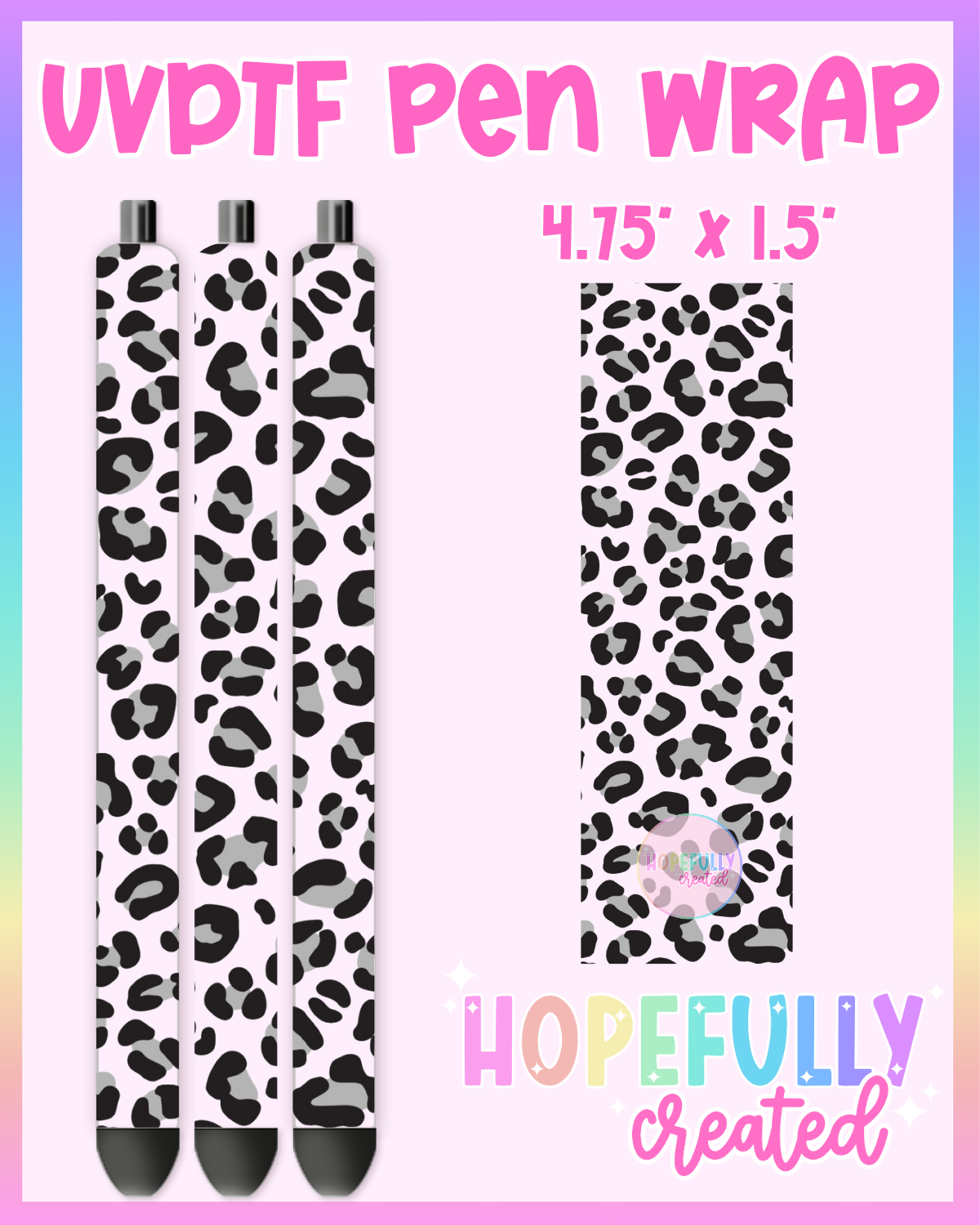Leopard Gray UVDTF Pen Wrap