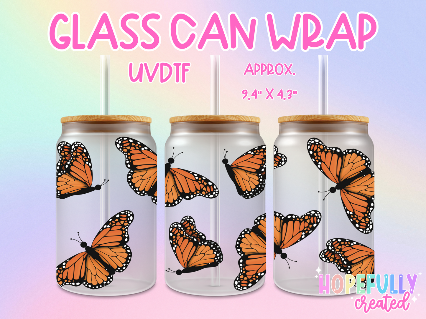 Butterfly UVDTF Glass Can Wrap