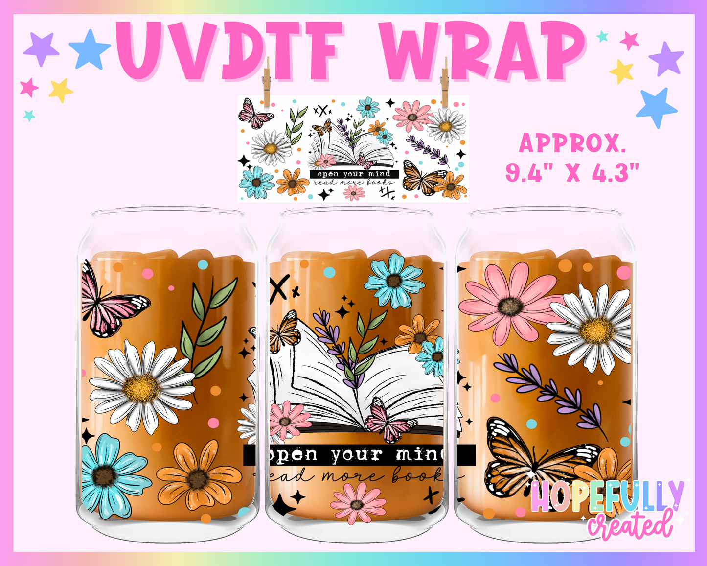 Open your Mind UVDTF Glass Can Wrap