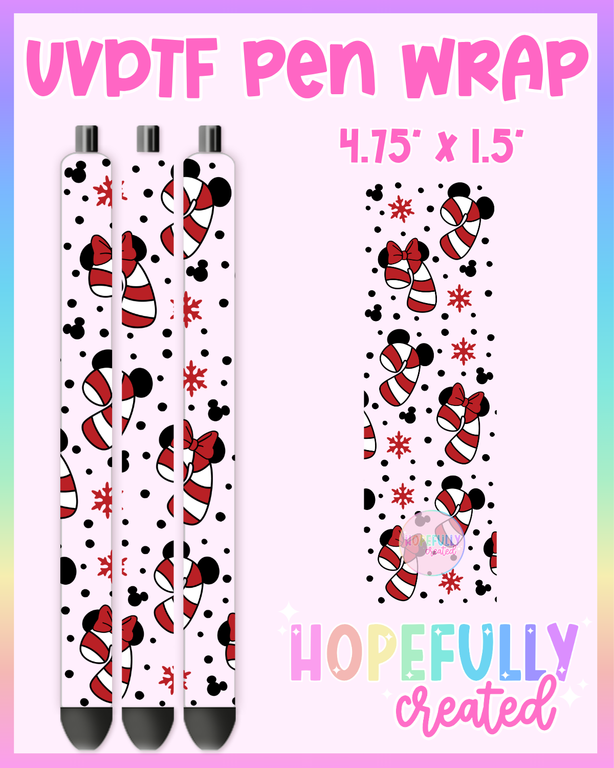 Mouse Candycane UVDTF Pen Wrap